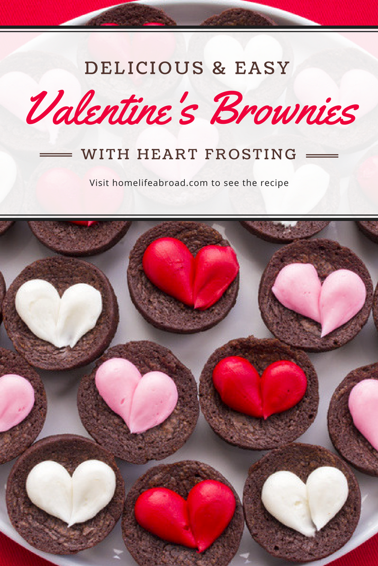 Fudgy Valentine’s Brownies with Heart Frosting - These brownies with heart frosting are one of my faves – pretty, bite-sized and with the creamiest, delicious frosting. The perfect Valentine's Day treats! #brownies #valentinessweets #valentinestreats